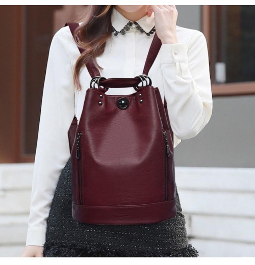 Large Red Leather Backpack Large Red Leather Backpack